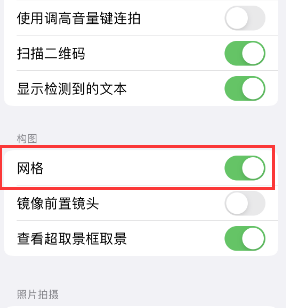 青阳苹果手机维修网点分享iPhone如何开启九宫格构图功能