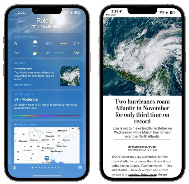 青阳苹果14维修分享iPhone 14手机如何看天气时顺带看新闻 