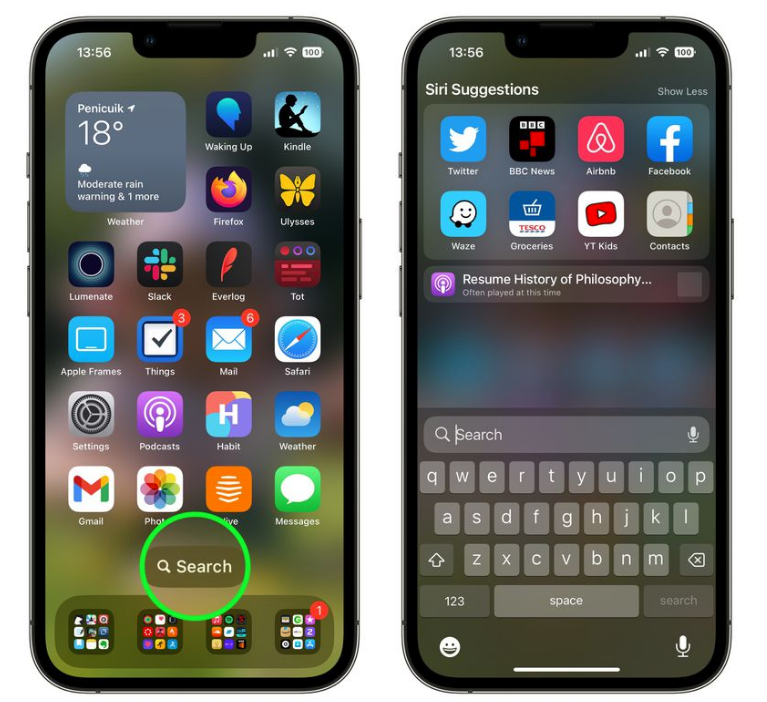 青阳苹果手机维修分享升级到 iOS 16 后，如何删除主屏幕上的搜索按钮 