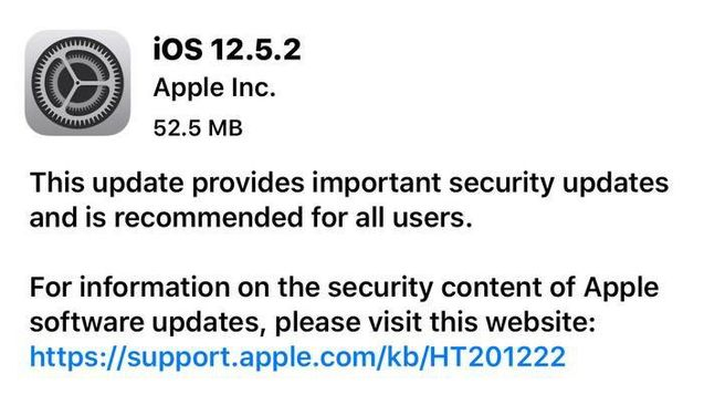 青阳苹果手机维修分享iOS12.5.2发布，建议所有老苹果用户安装 